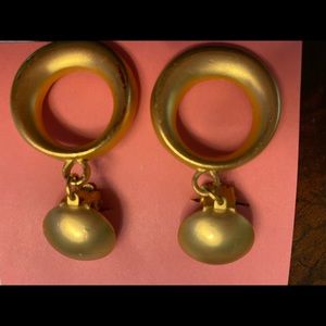 Gold Toned Dropped Hoop Clip Earrings